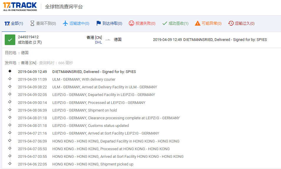HKDHL優(yōu)先級(jí)到德國簽收時(shí)效