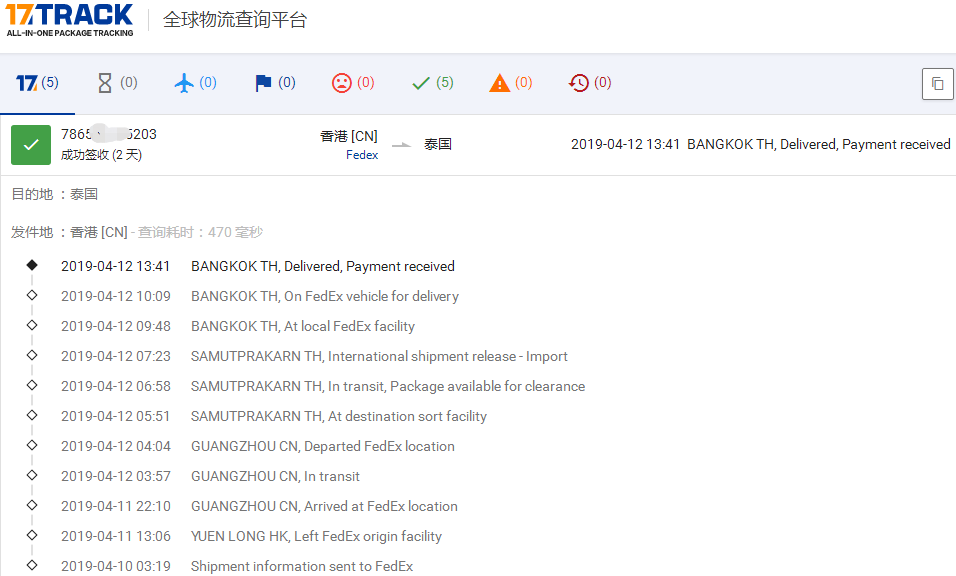 香港Fedex-標(biāo)準(zhǔn)IP到泰國簽收時(shí)效